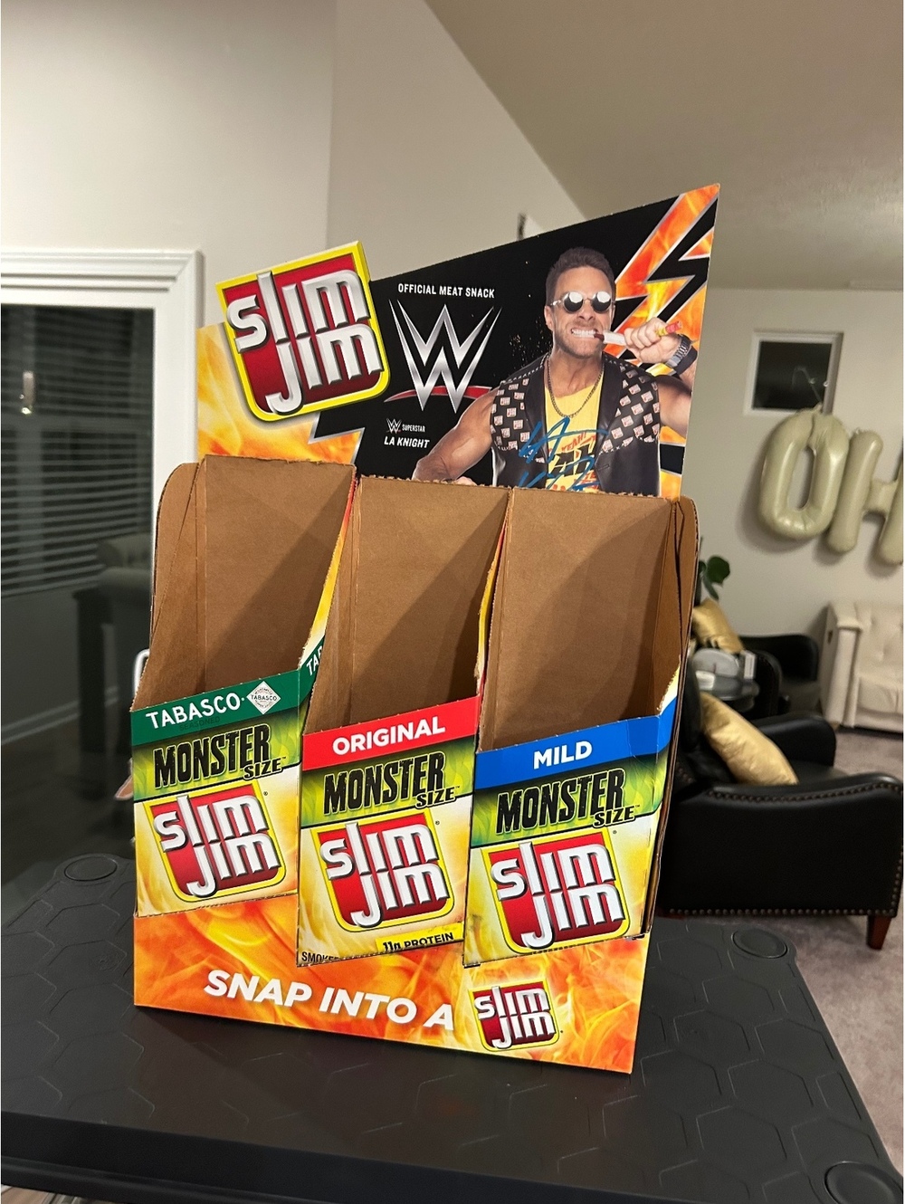 Wwe LA Knight autographed Slim Jim display ￼